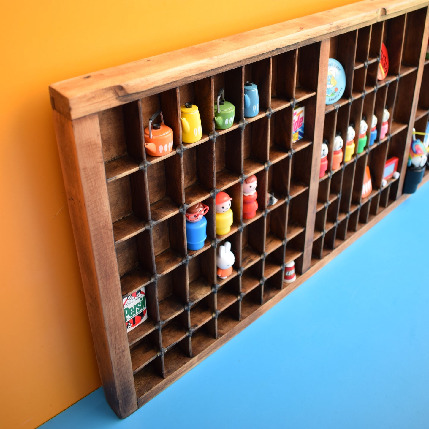 Vintage 1950s Wooden Printers Tray - Collection Display by Pineapple Retro