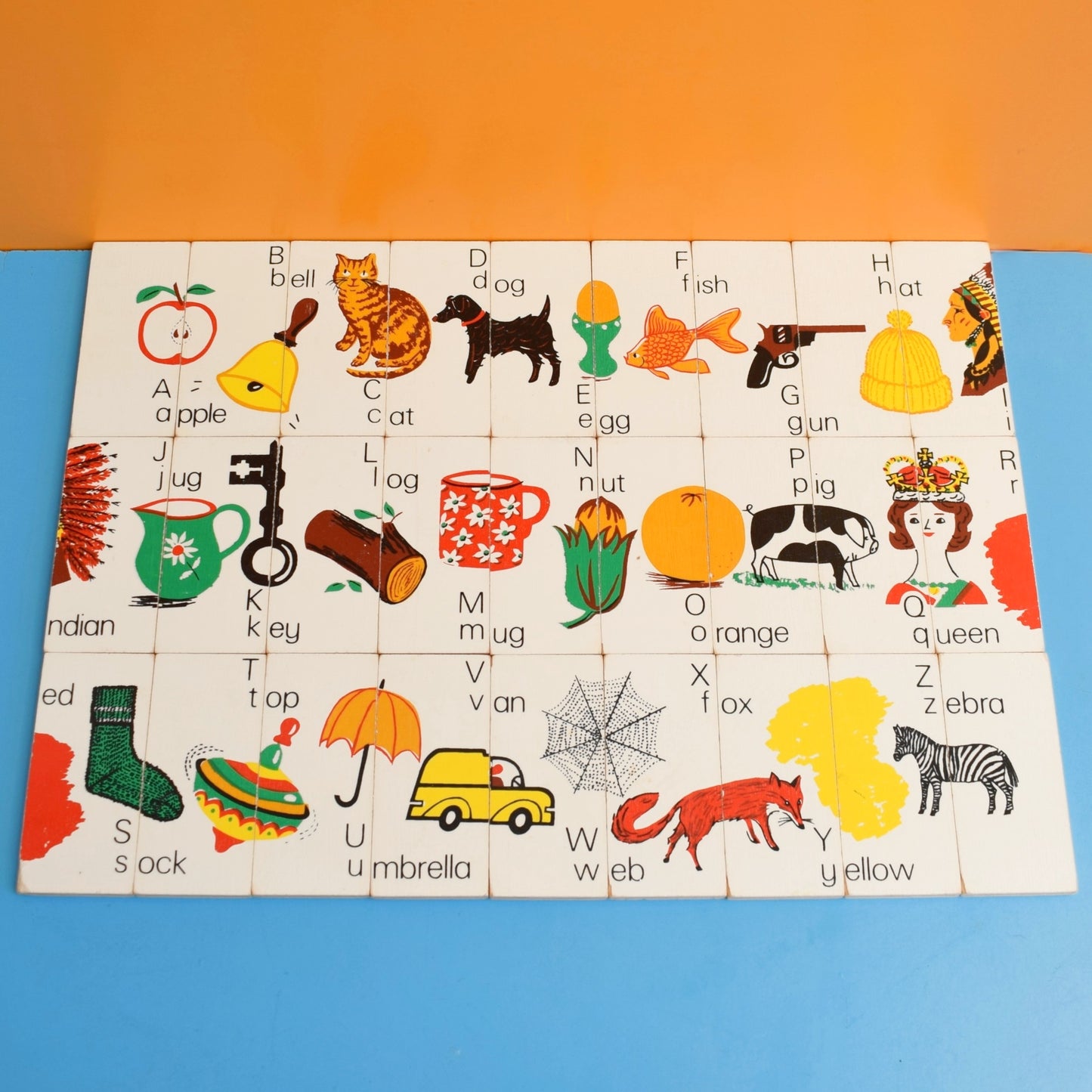 Vintage 1980s Alphabet Plaques - Wooden- by Galt (Boxed) .