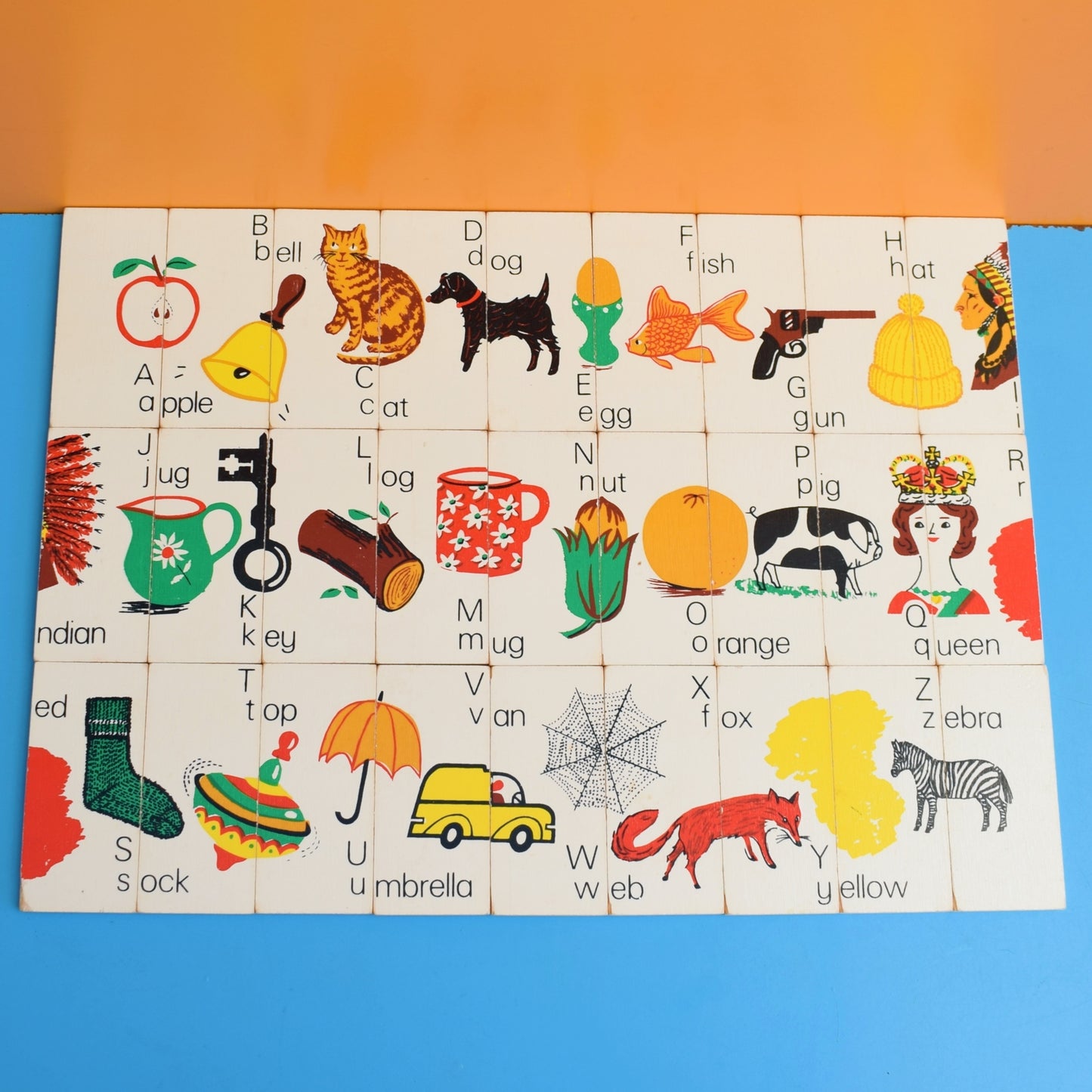 Vintage 1980s Alphabet Plaques - Wooden- by Galt (Boxed) .