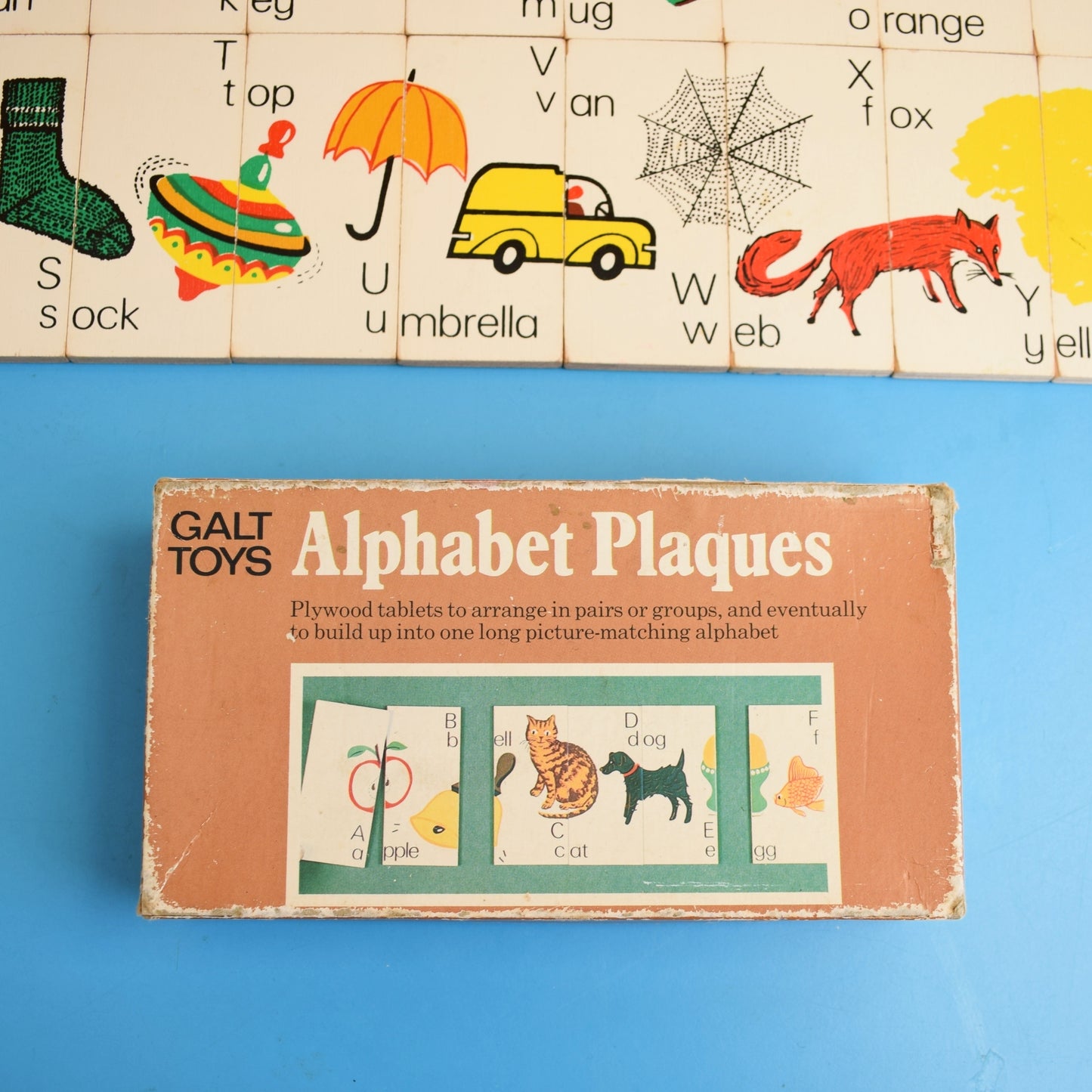 Vintage 1980s Alphabet Plaques - Wooden- by Galt (Boxed) .