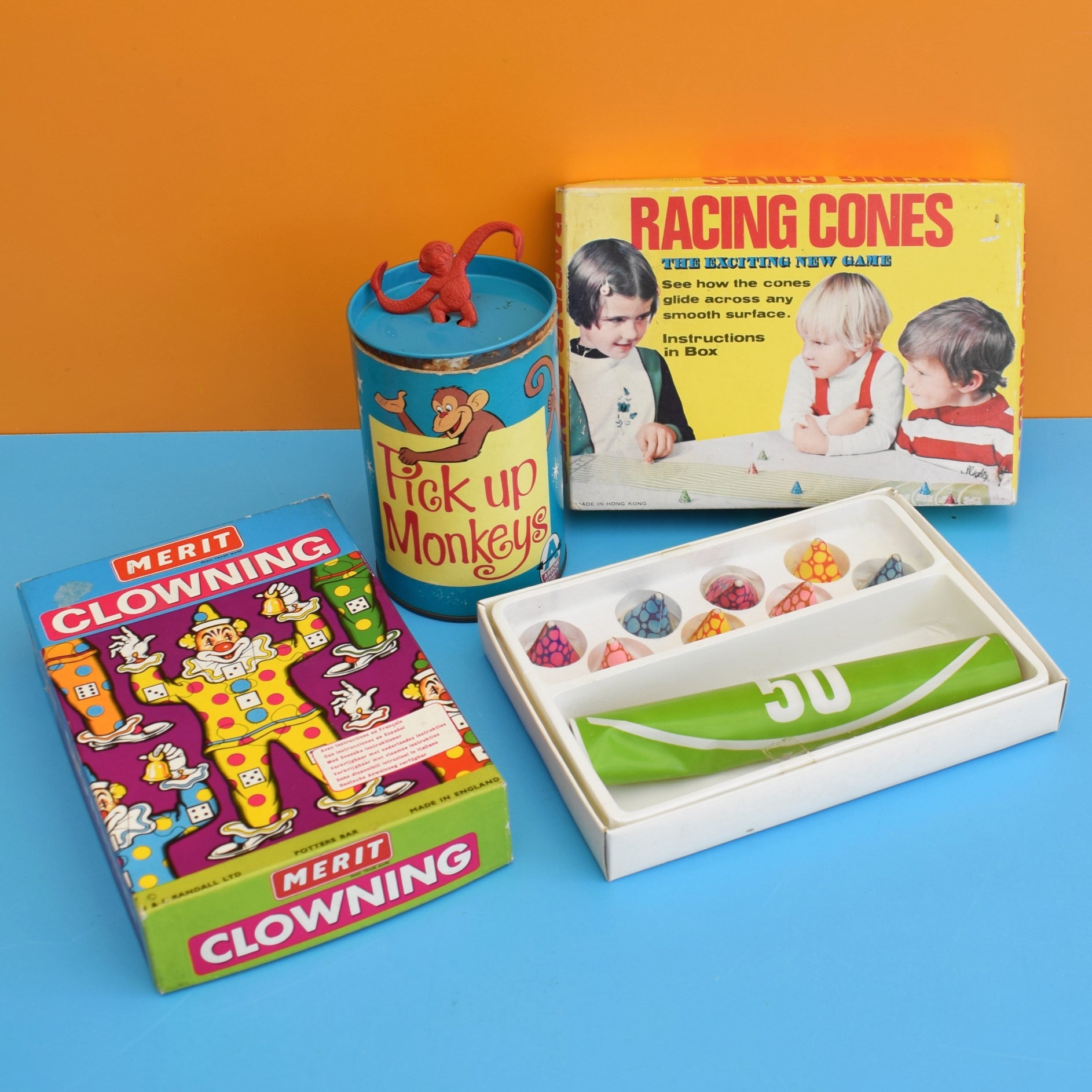 Vintage 1960s Racing Cones / Pick Up Monkeys / Clowning Games by Vintage
