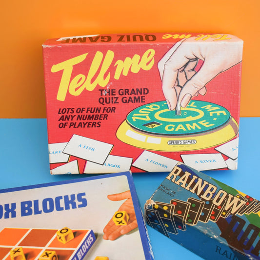 Vintage 1960s Rainbow Dominos / Tell Me Quiz Game / Ox Blocks by Vintage