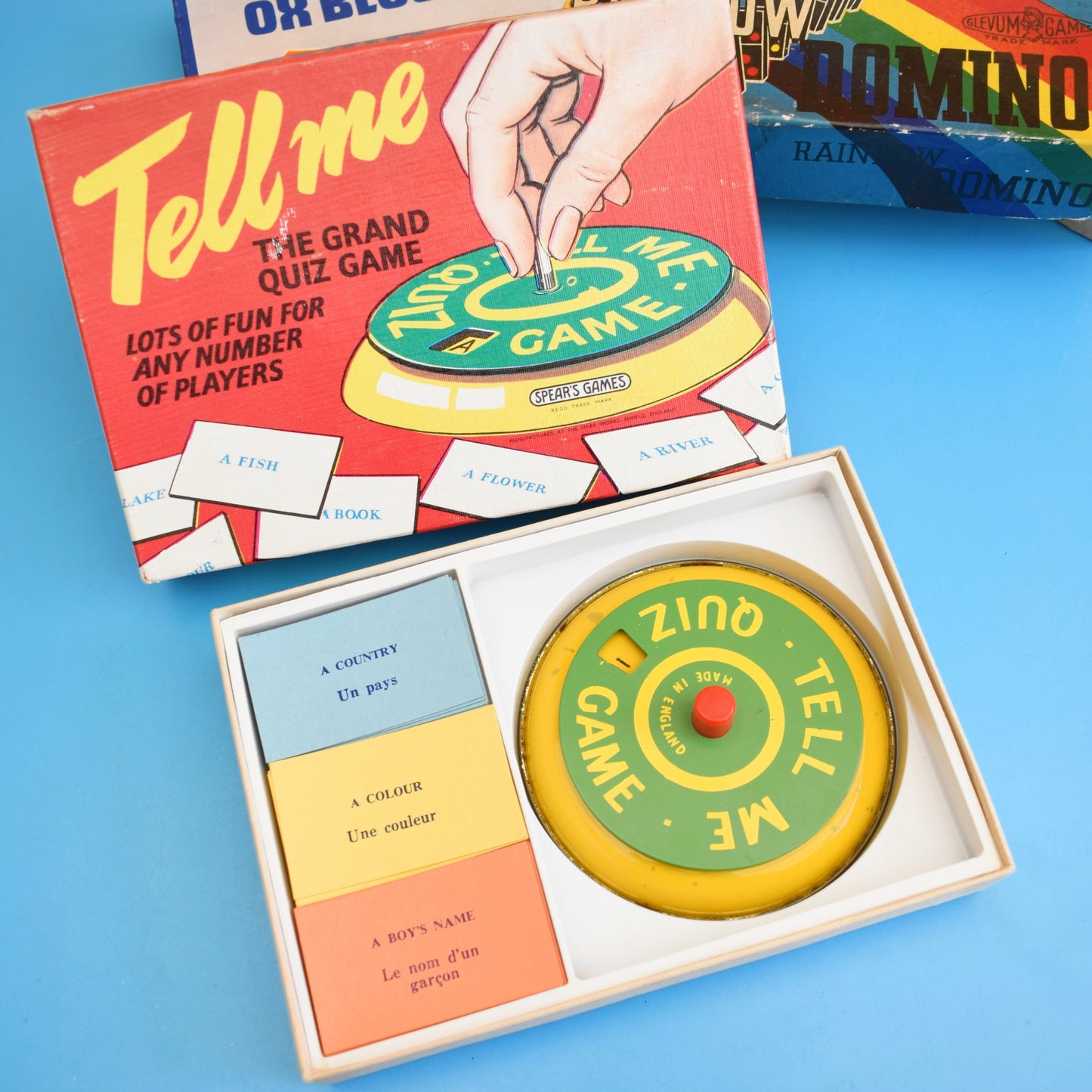 Vintage 1960s Rainbow Dominos / Tell Me Quiz Game / Ox Blocks by Vintage