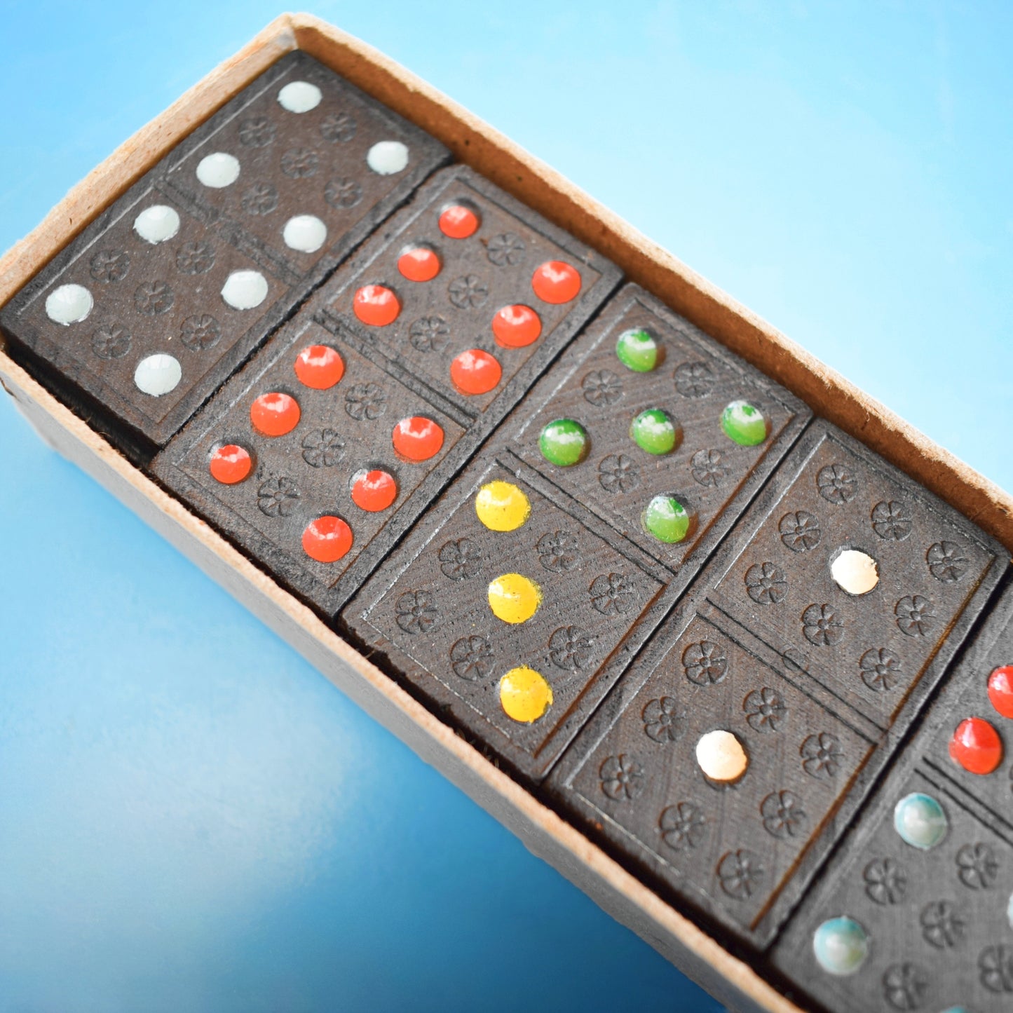 Vintage 1960s Rainbow Dominos / Tell Me Quiz Game / Ox Blocks by Vintage