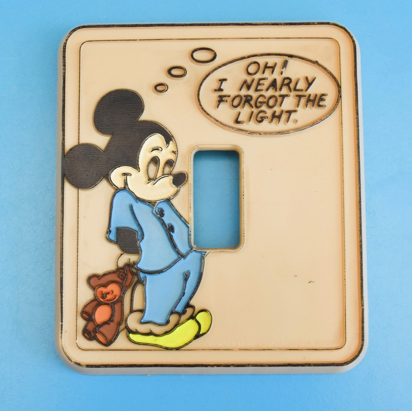 Vintage 1970s Plastic Light Switch Cover - Disney Mickey Mouse by Vintage