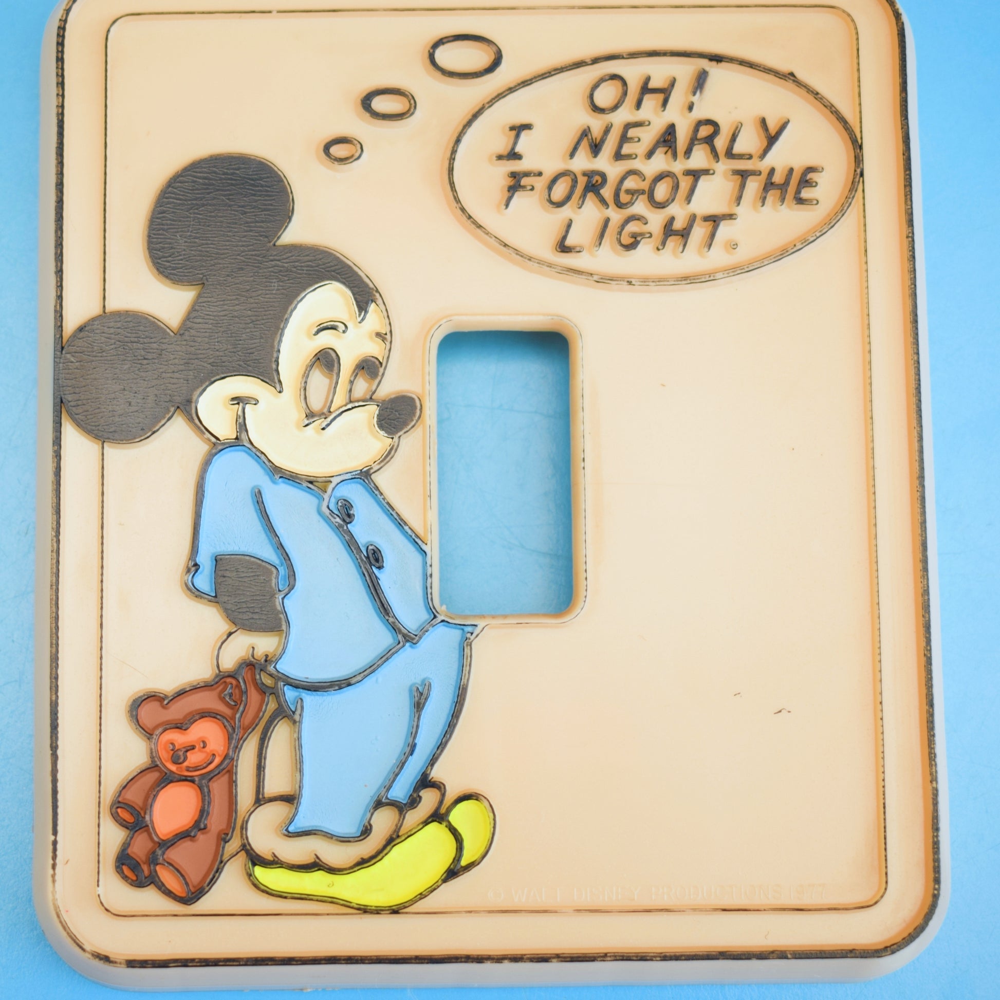 Vintage 1970s Plastic Light Switch Cover - Disney Mickey Mouse by Vintage