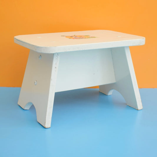 Vintage 1960s Wooden Stool - Pumpkin Transfer