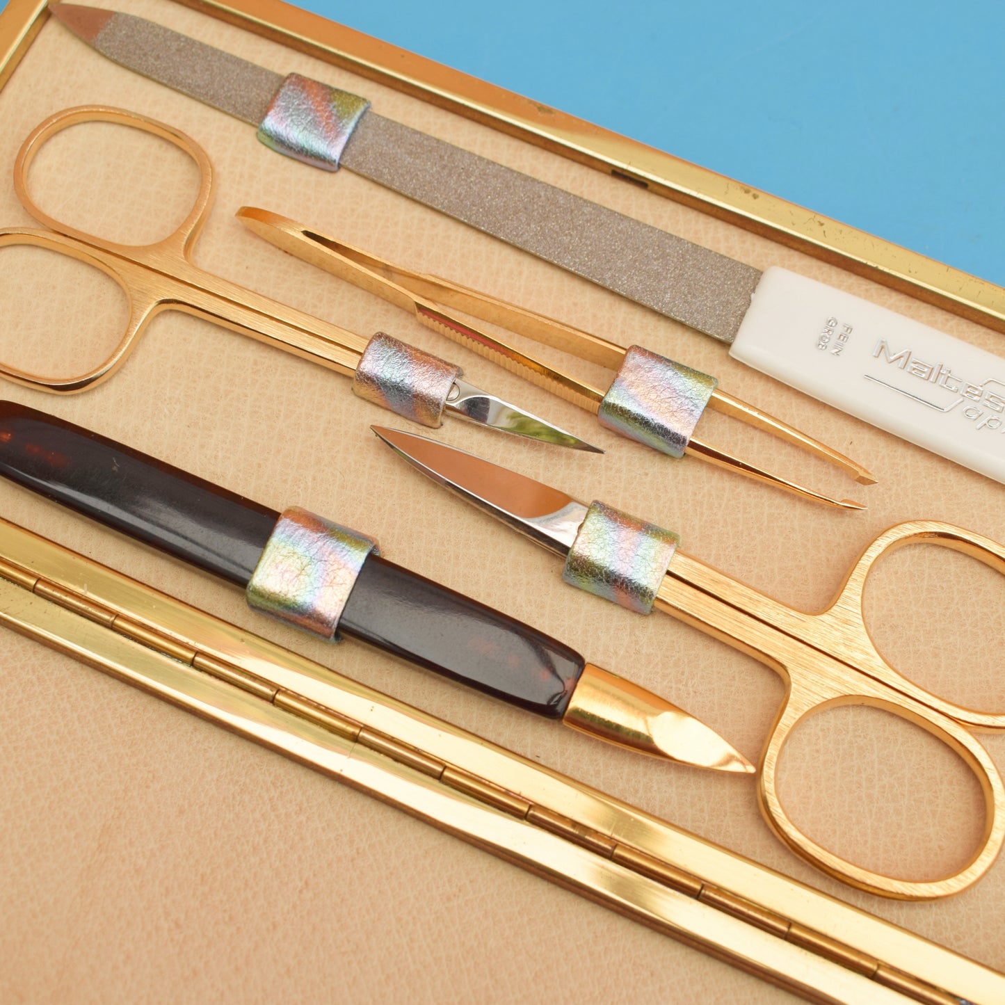 Vintage 1960s German Manicure Set - Psychedelic Leather by Pineapple Retro