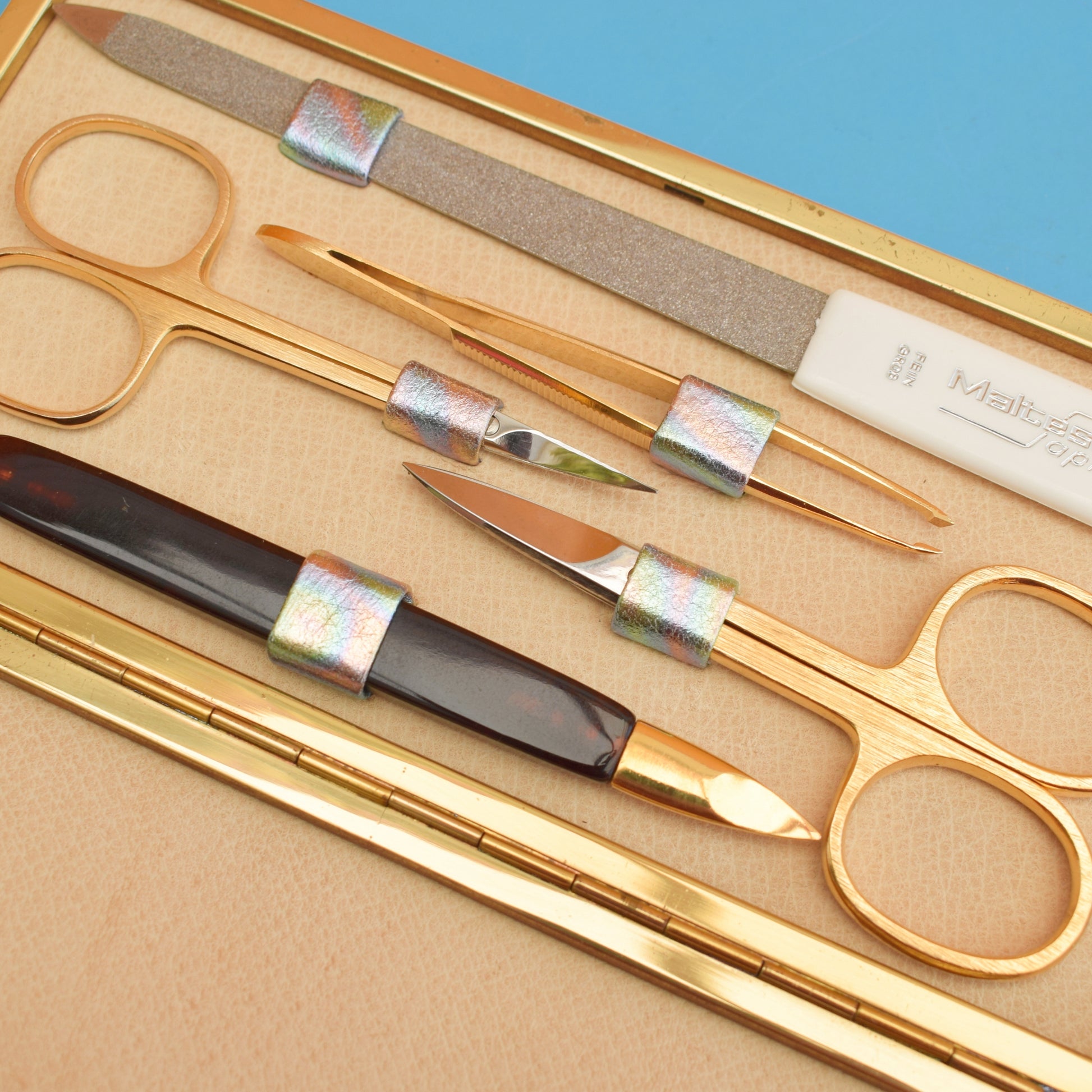 Vintage 1960s German Manicure Set - Psychedelic Leather by Pineapple Retro