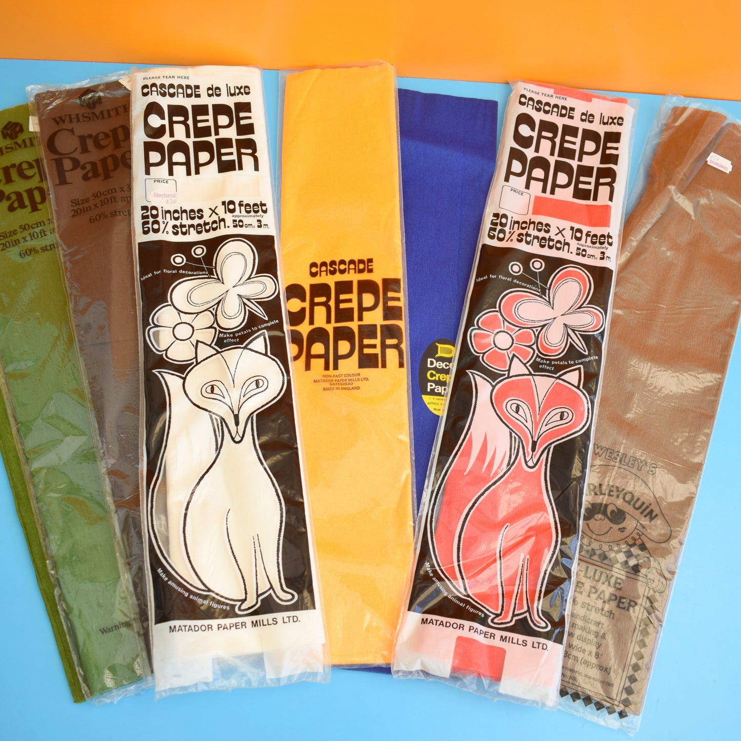 Vintage 1970s Crepe Paper Selection - Great Packaging by Pineapple Retro