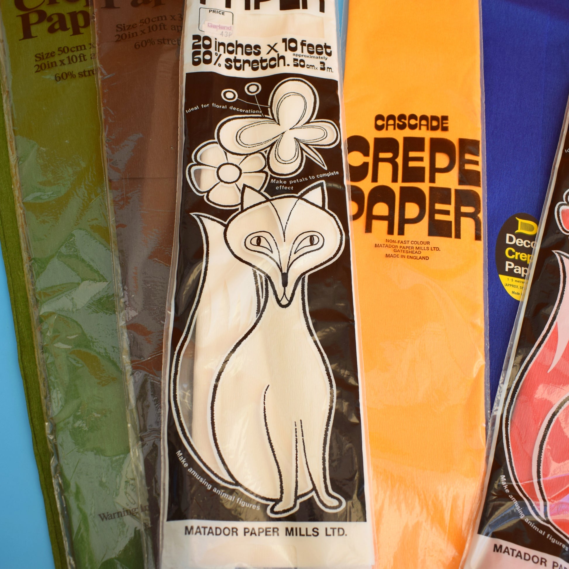 Vintage 1970s Crepe Paper Selection - Great Packaging by Pineapple Retro