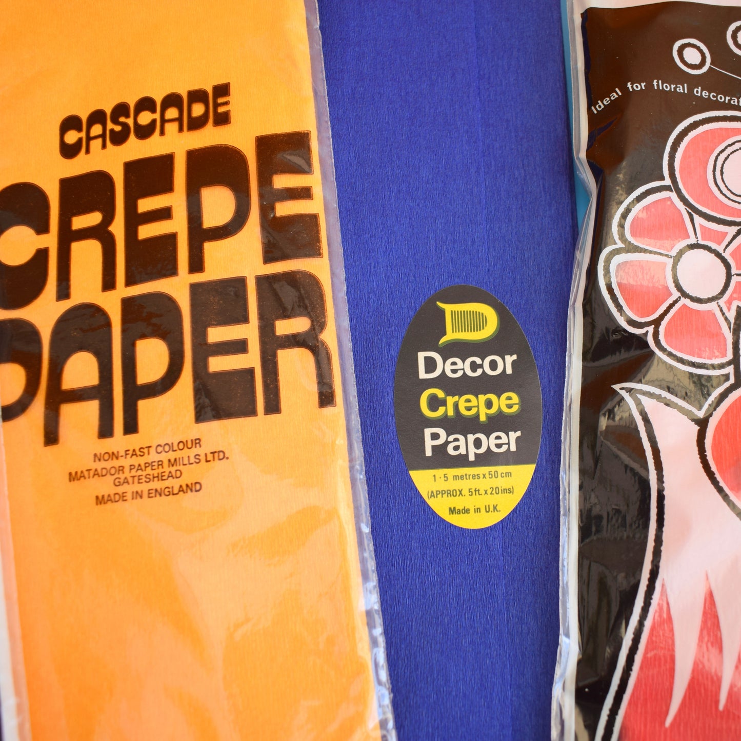 Vintage 1970s Crepe Paper Selection - Great Packaging by Pineapple Retro