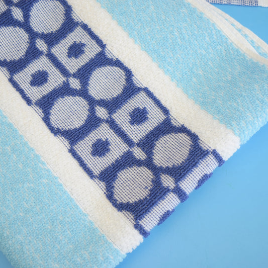 Vintage 1970s Towels - Circle Design - Blue