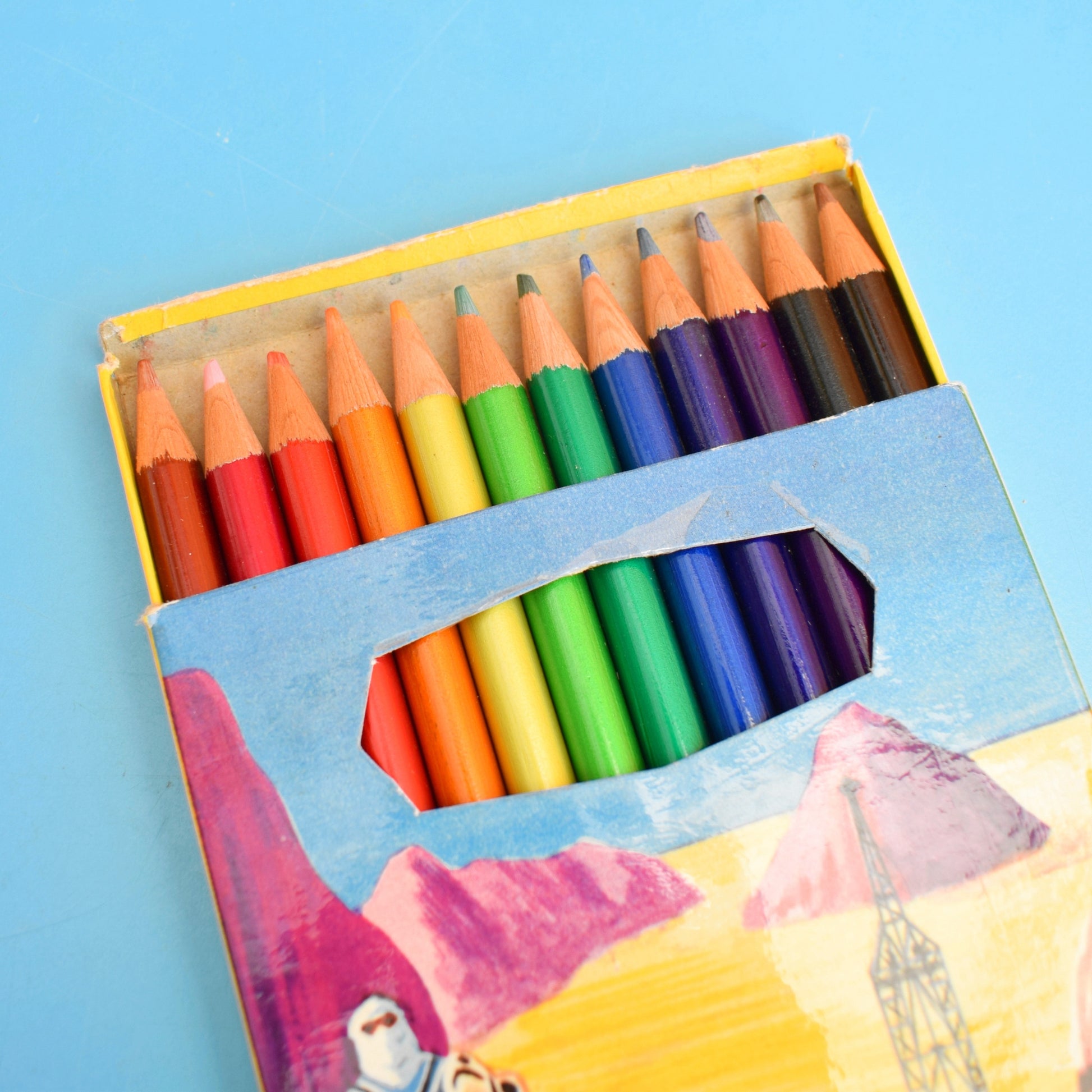 Vintage 1960s Metallic Rainbow Pencils - Voyages - Great Graphics by Pineapple Retro