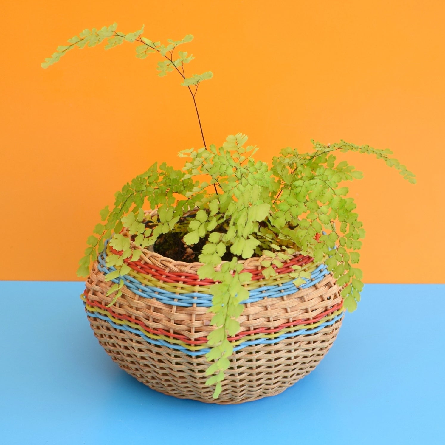 Vintage 1960s Wicker Basket - Planter / Storage by Vintage