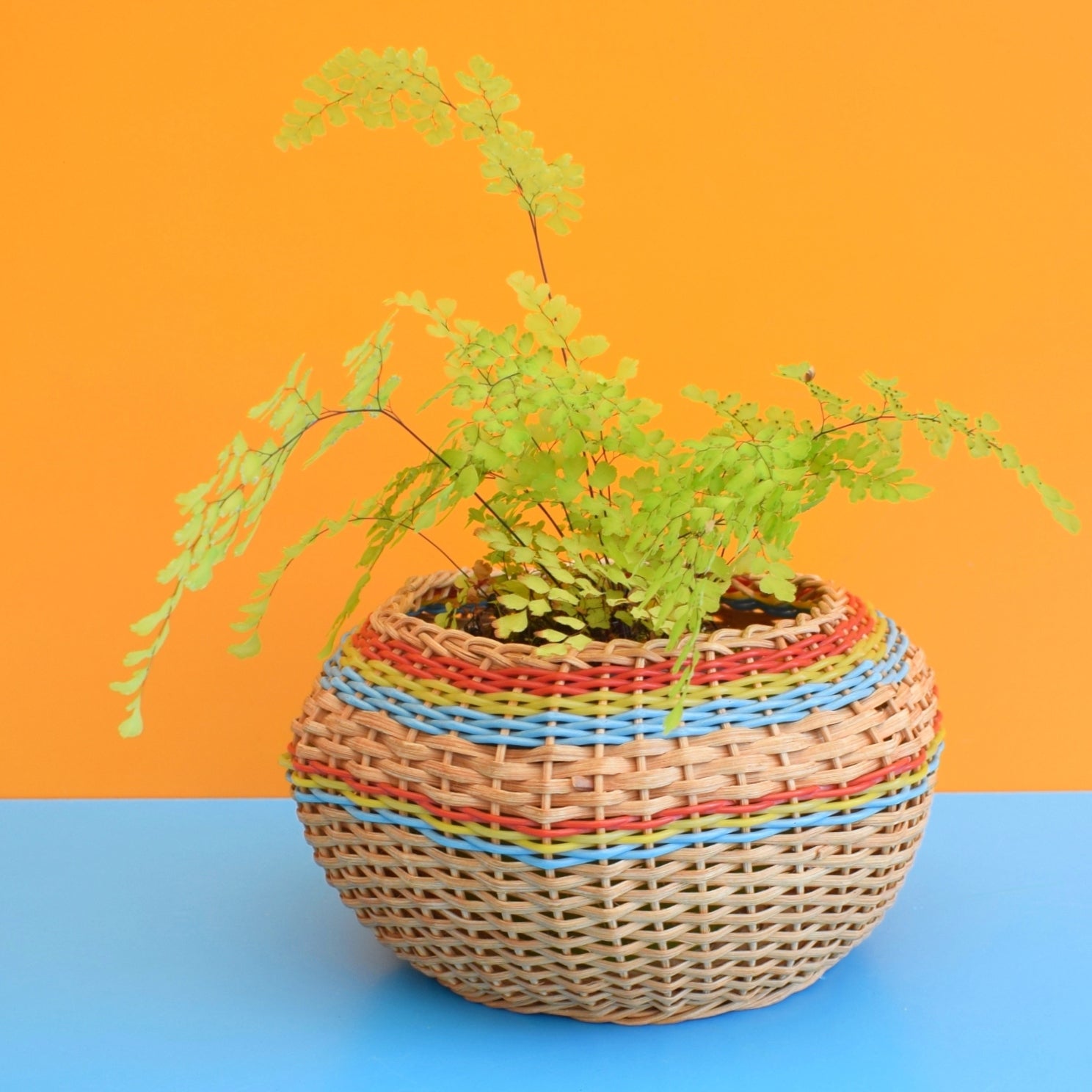 Vintage 1960s Wicker Basket - Planter / Storage by Vintage