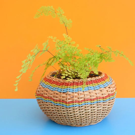 Vintage 1960s Wicker Basket - Planter / Storage by Vintage