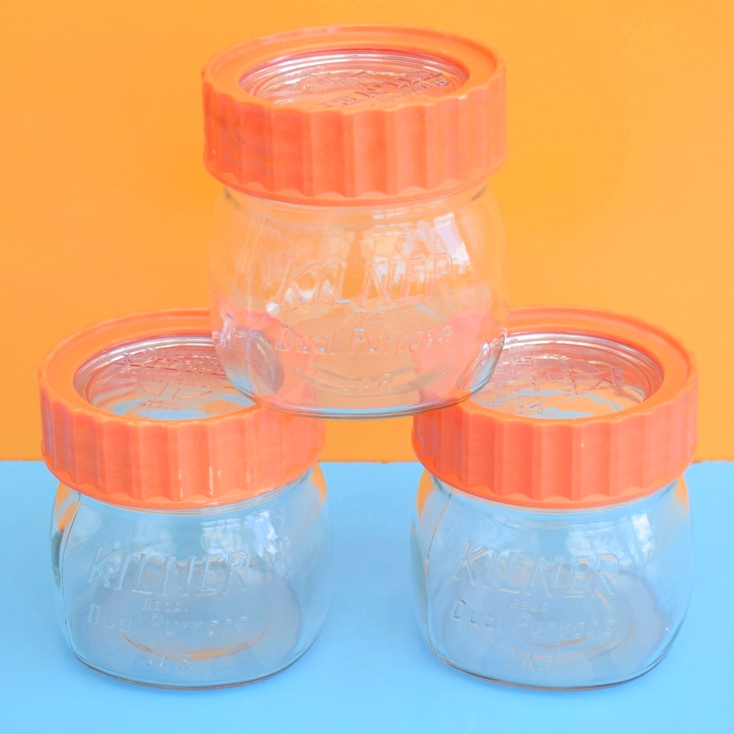 Vintage 1970s Ravenhead Kilner Jars - Orange . by Pineapple Retro