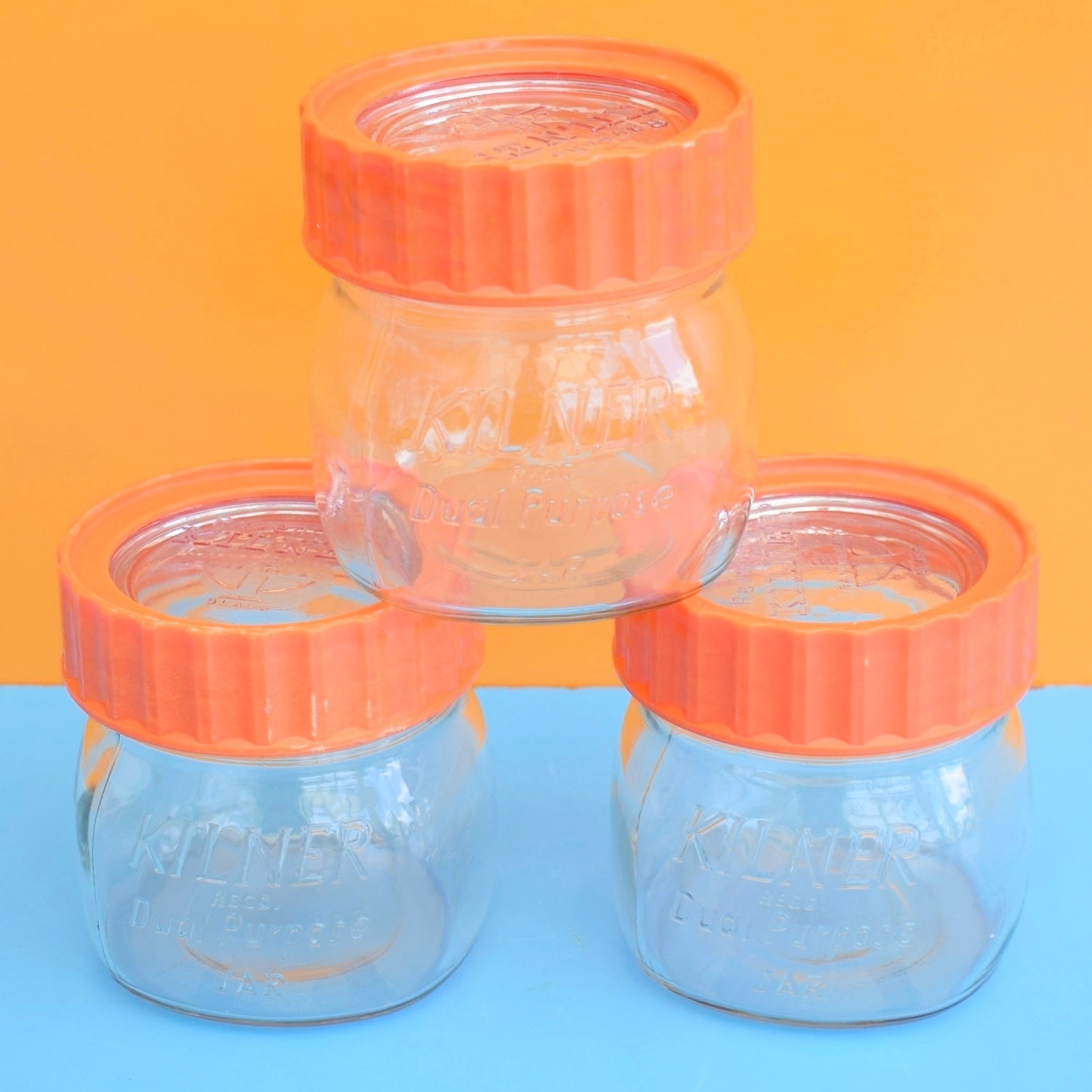 Vintage 1970s Ravenhead Kilner Jars - Orange . by Pineapple Retro