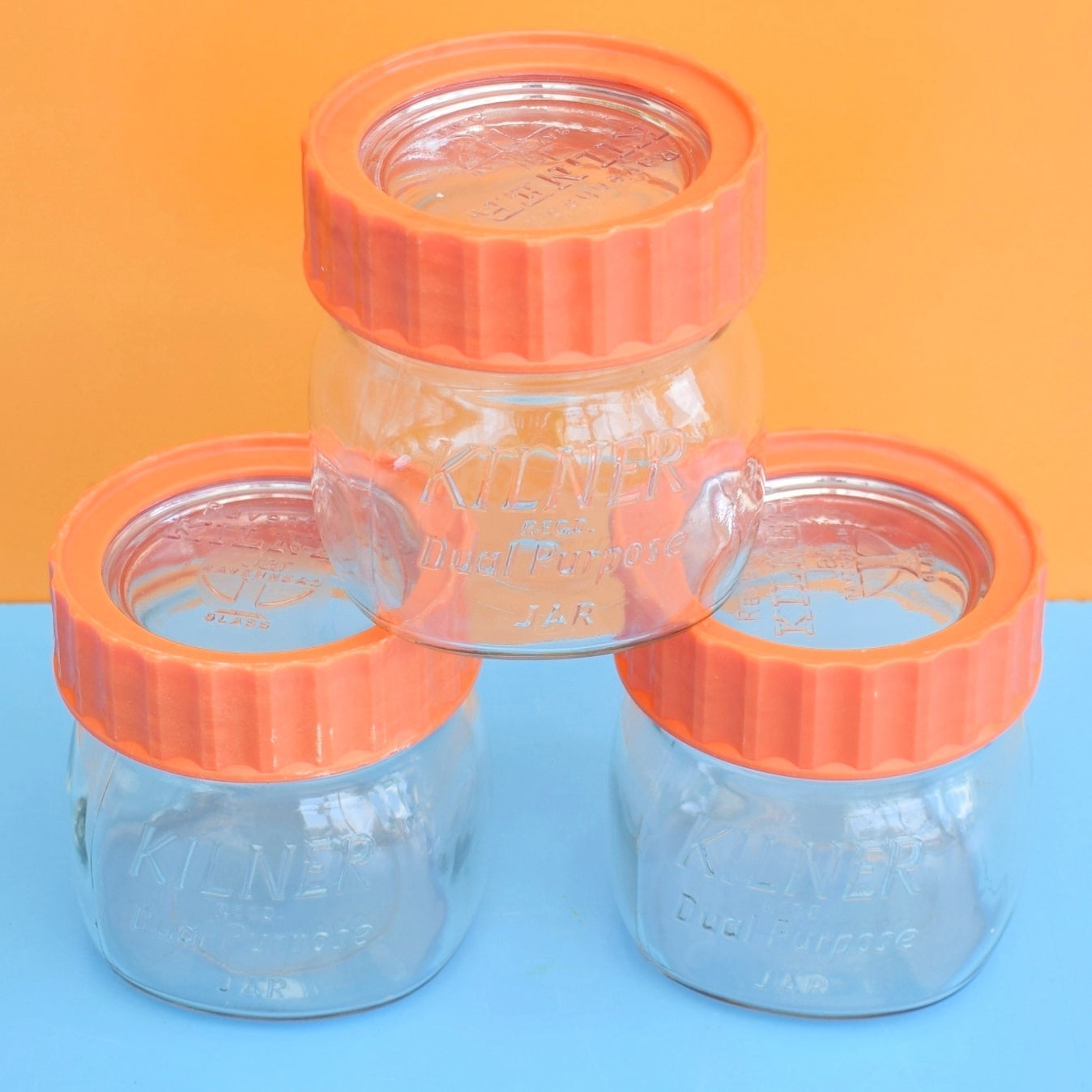 Vintage 1970s Ravenhead Kilner Jars - Orange . by Pineapple Retro