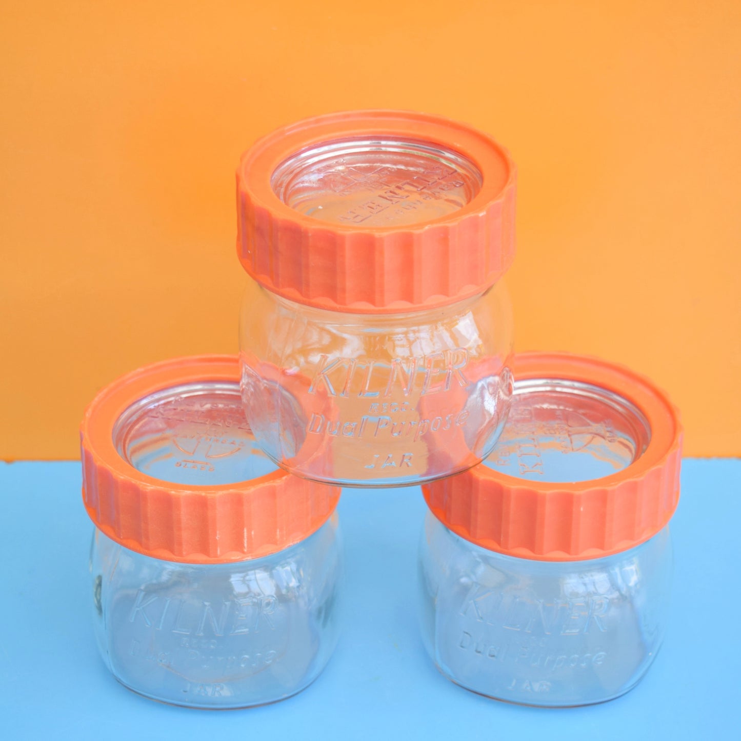 Vintage 1970s Ravenhead Kilner Jars - Orange . by Pineapple Retro