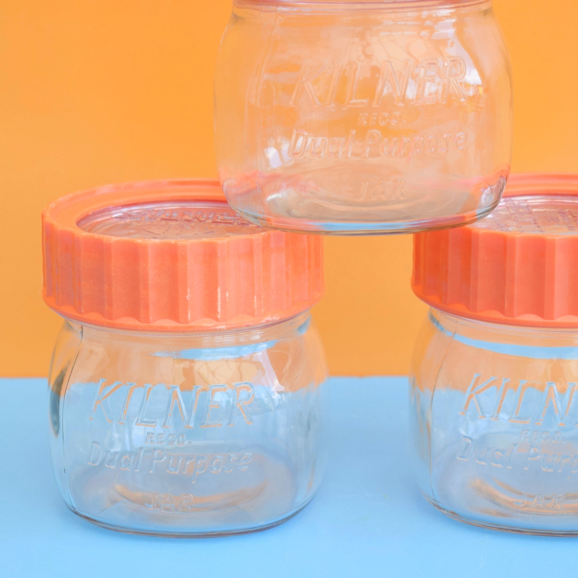 Vintage 1970s Ravenhead Kilner Jars - Orange . by Pineapple Retro