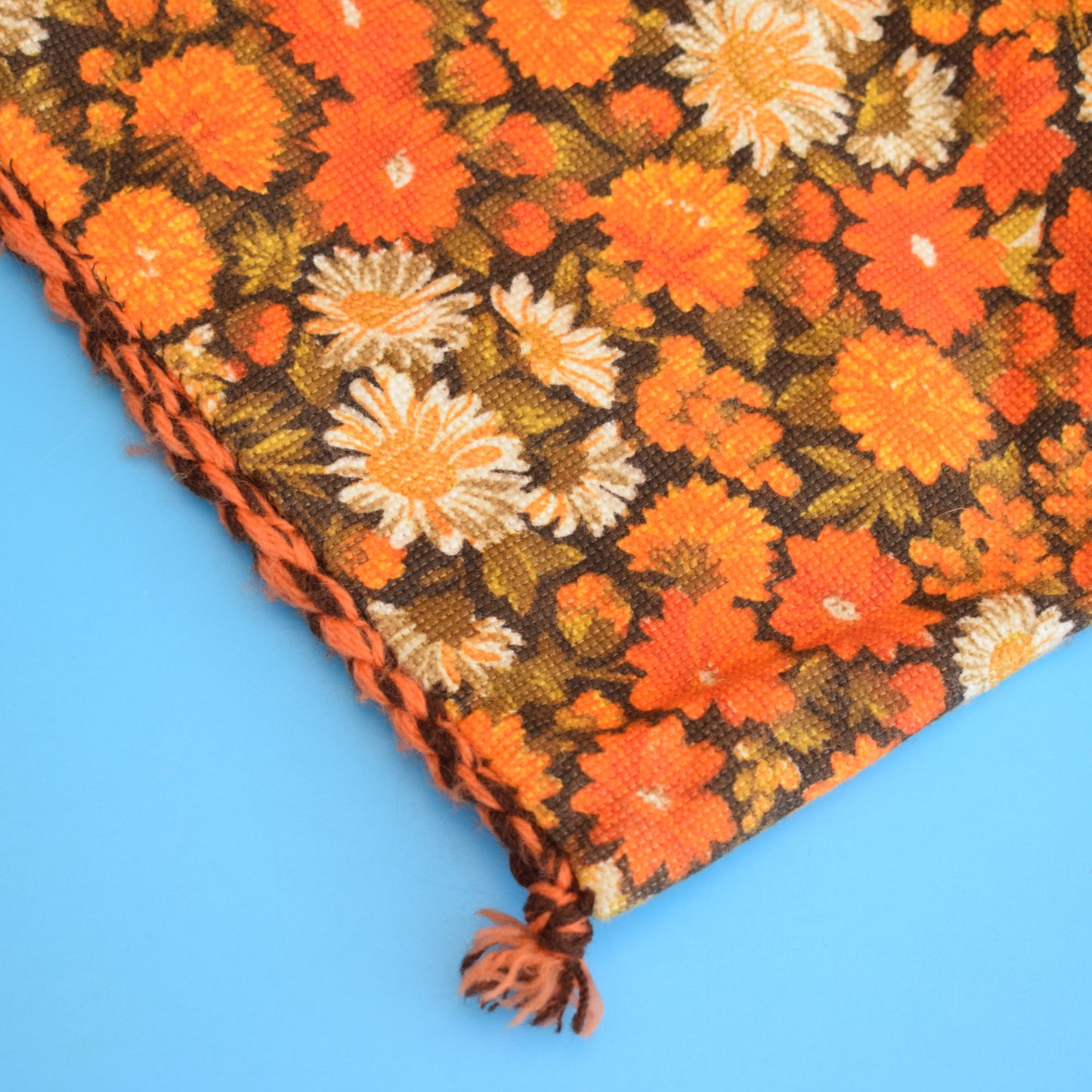 Vintage 1970s Shoulder Bag - Orange Flowers