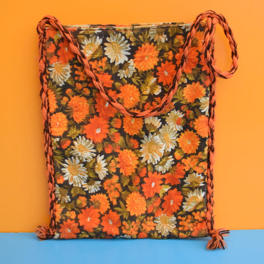 Vintage 1970s Shoulder Bag - Orange Flowers by Pineapple Retro