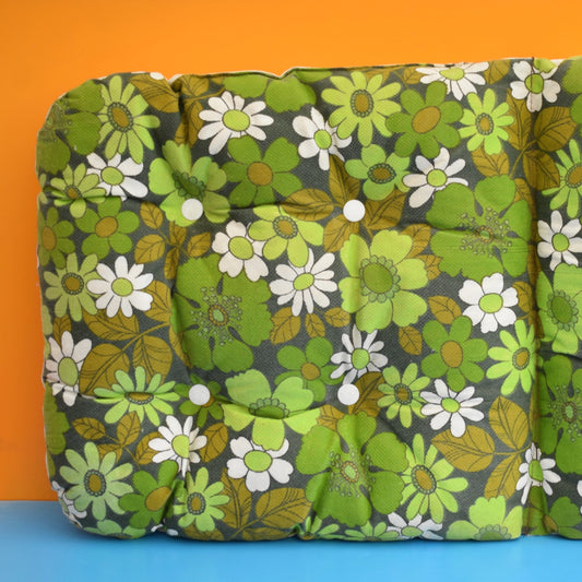 Vintage 1960s Padded Garden Cushion Flower Power - Green