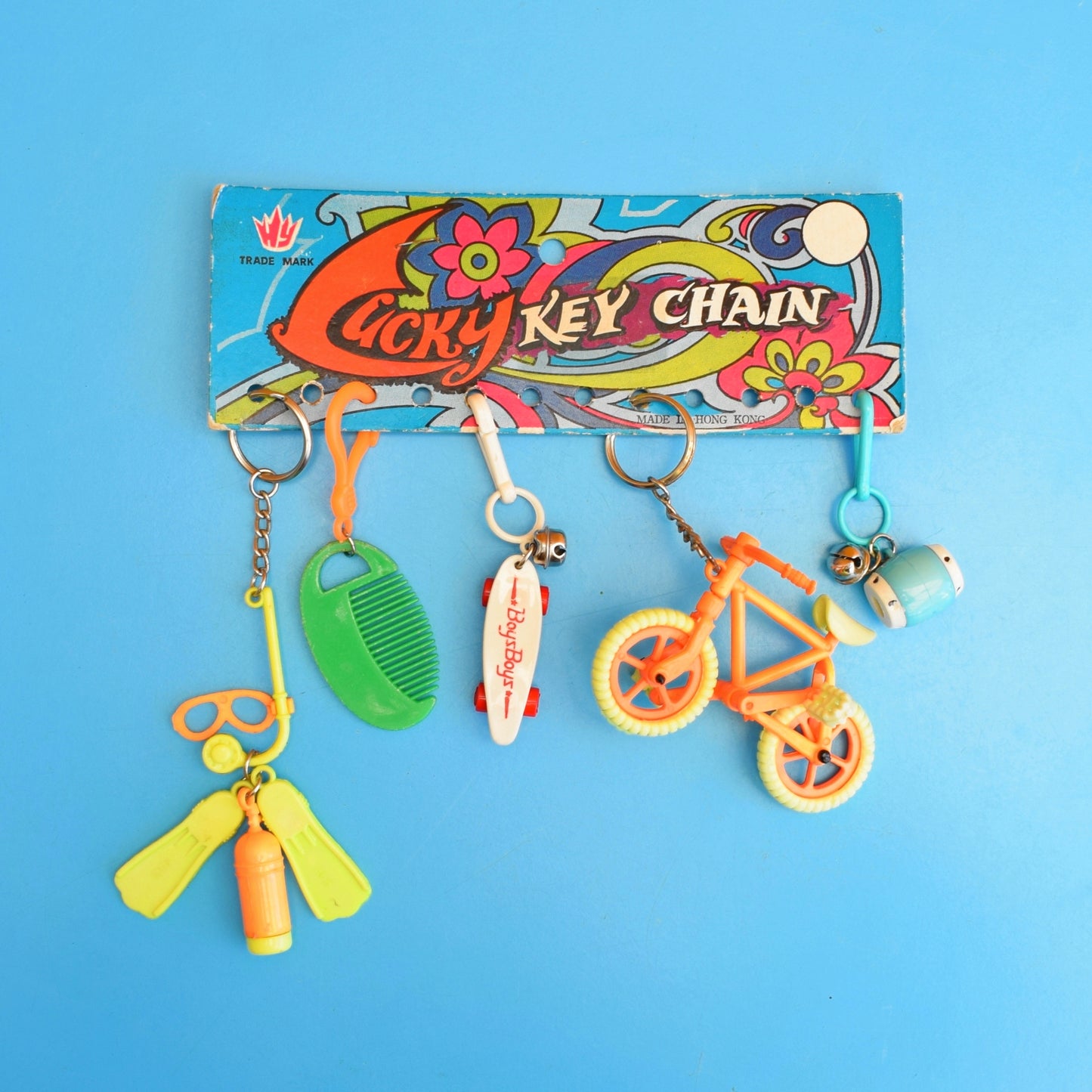 Vintage 1980s Mixed Keyrings - BMX / Skateboard by Pineapple Retro