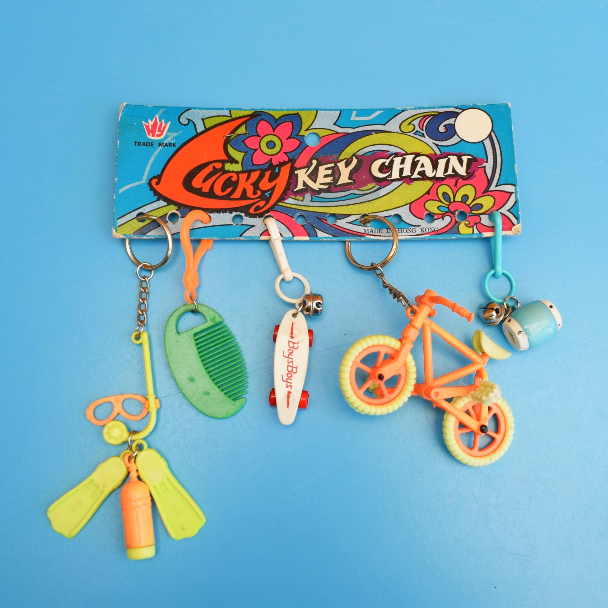 Vintage 1980s Mixed Keyrings - BMX / Skateboard by Pineapple Retro