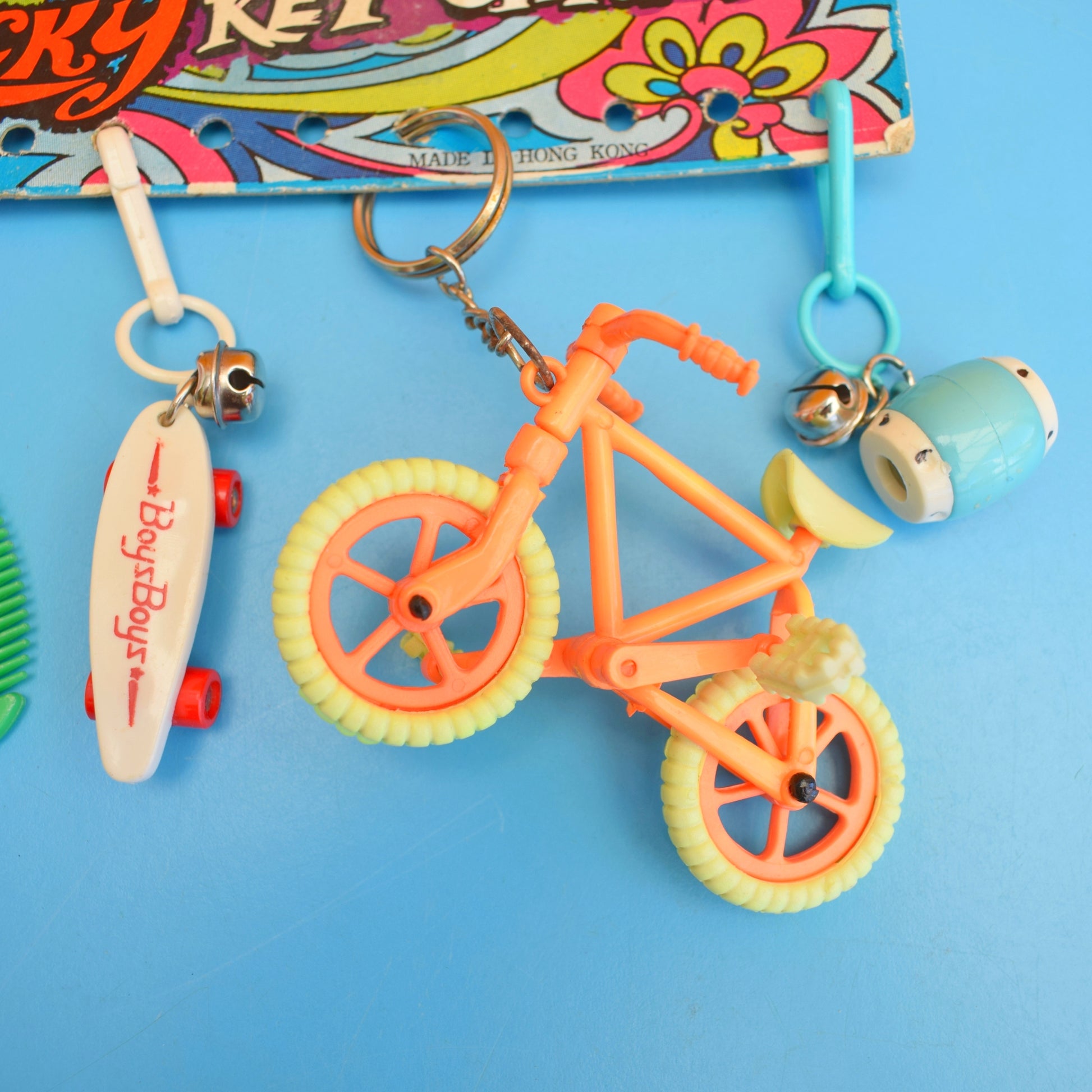 Vintage 1980s Mixed Keyrings - BMX / Skateboard by Pineapple Retro