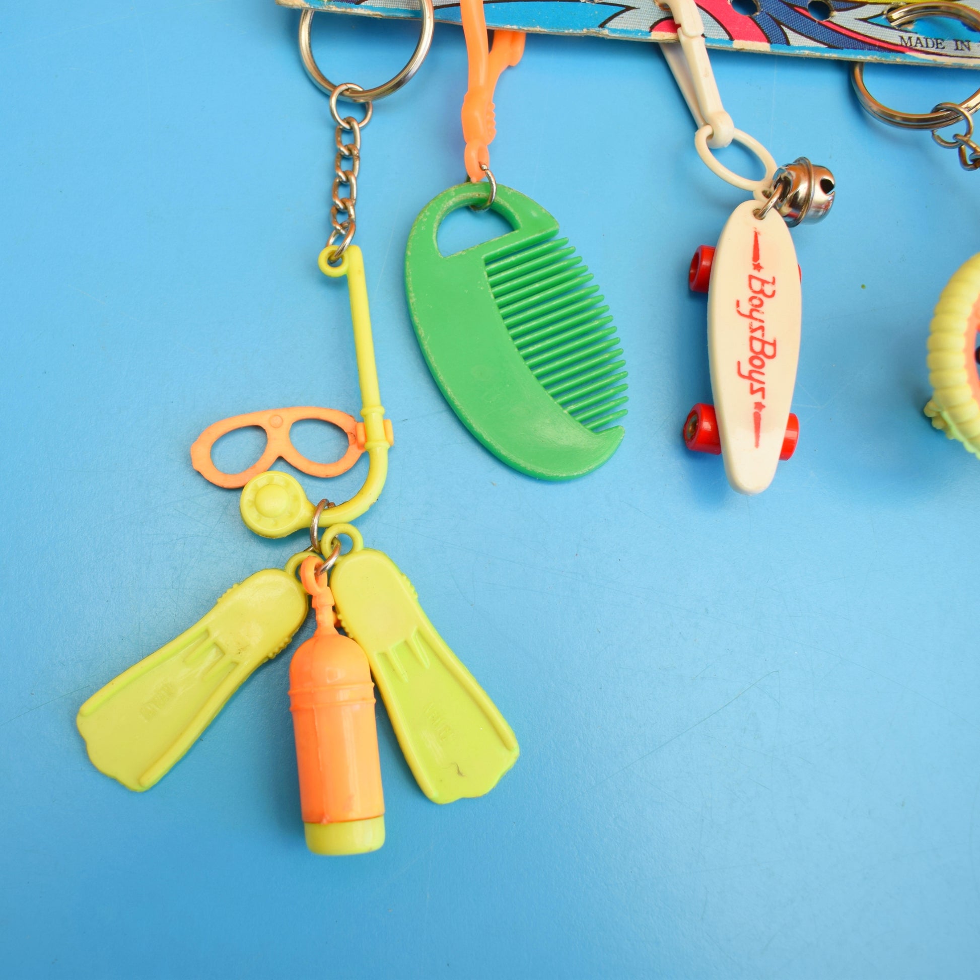 Vintage 1980s Mixed Keyrings - BMX / Skateboard by Pineapple Retro