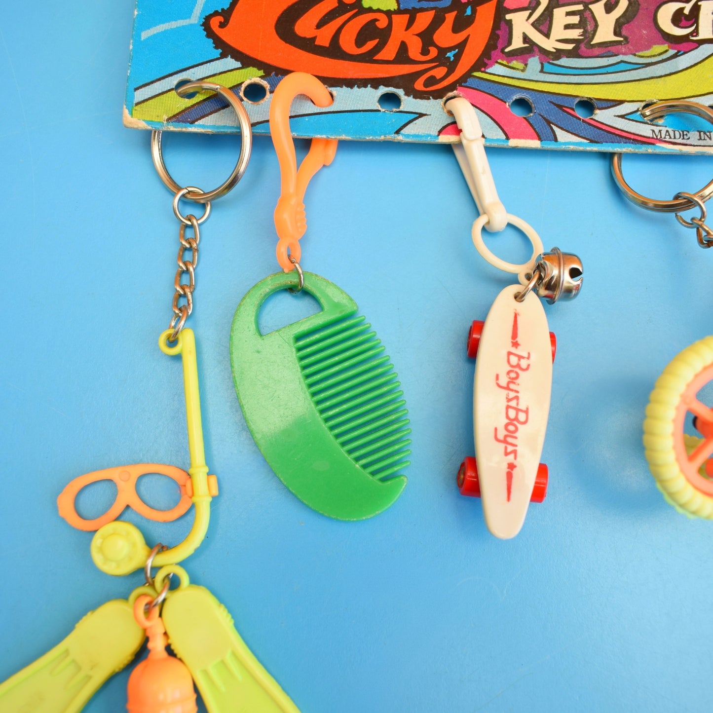 Vintage 1980s Mixed Keyrings - BMX / Skateboard by Pineapple Retro