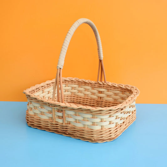 Vintage 1960s Wicker Shopping / Storage Basket by Pineapple Retro