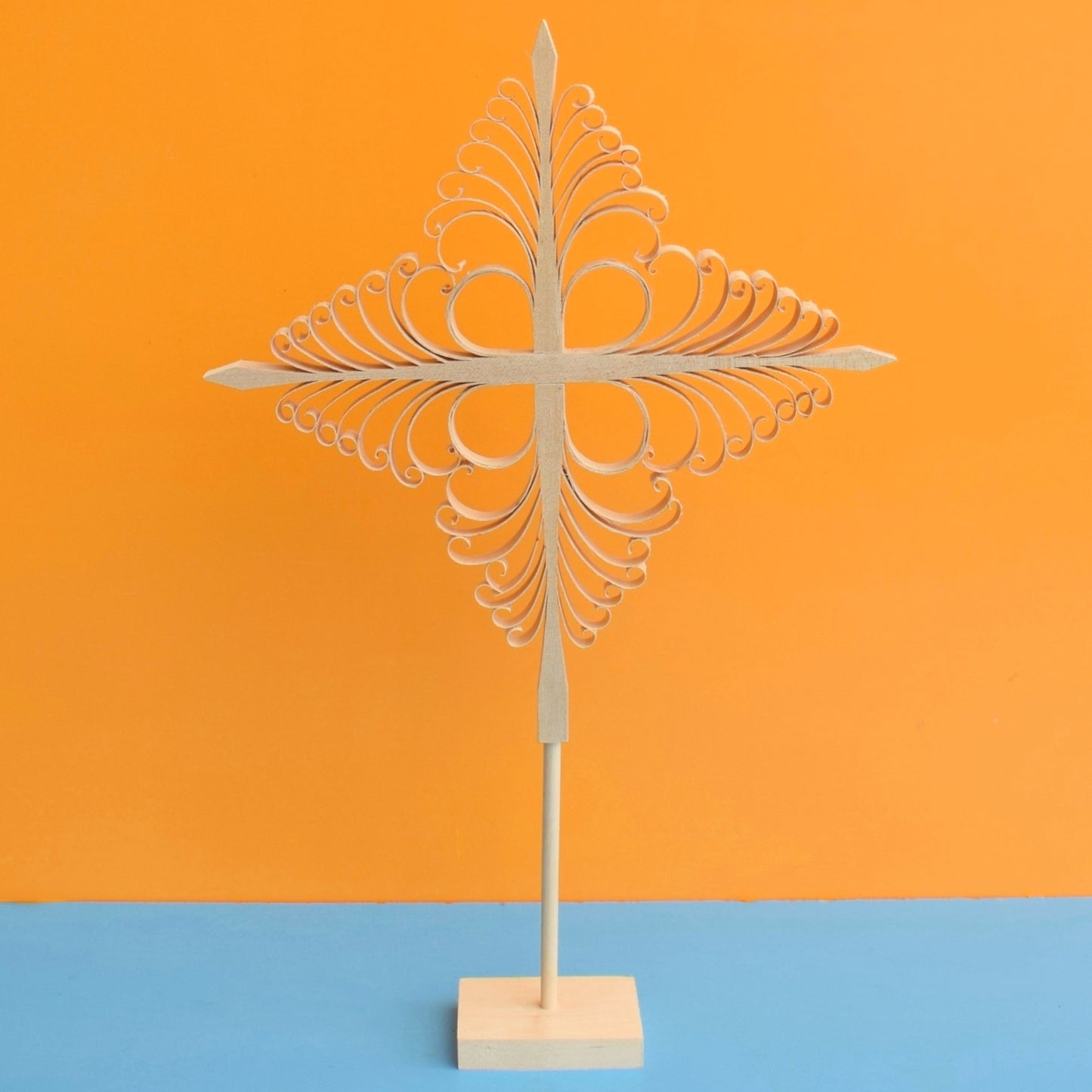 Vintage 1980s Erzgebirge Style Wooden Thomas Cross- Finland