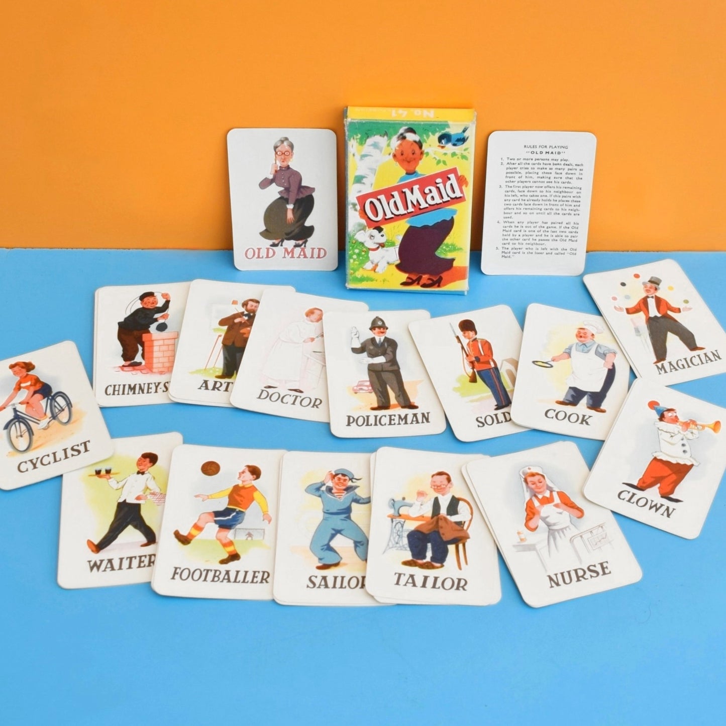 Vintage 1960s Old Maid Card Game - Fantastic Images - Complete