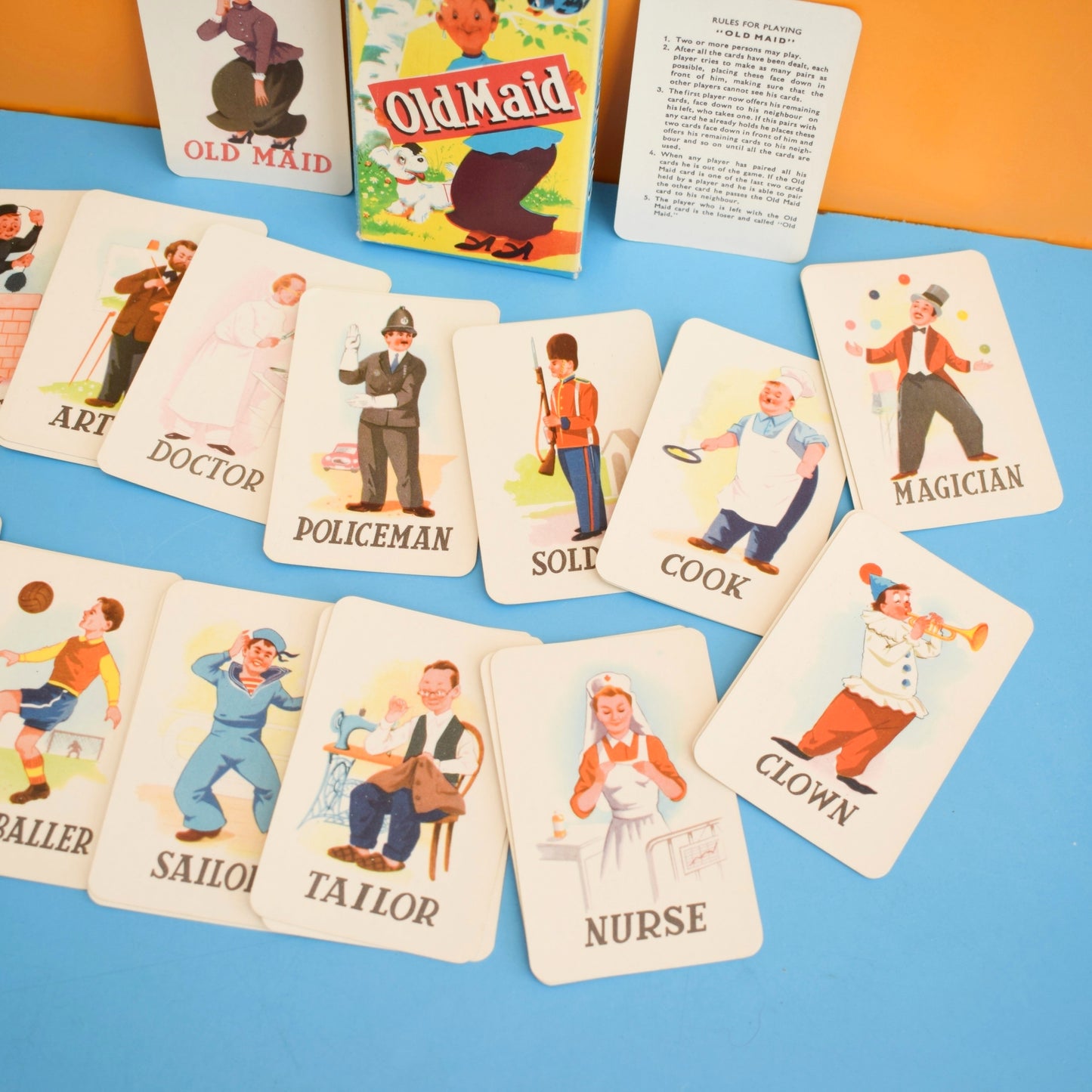 Vintage 1960s Old Maid Card Game - Fantastic Images - Complete