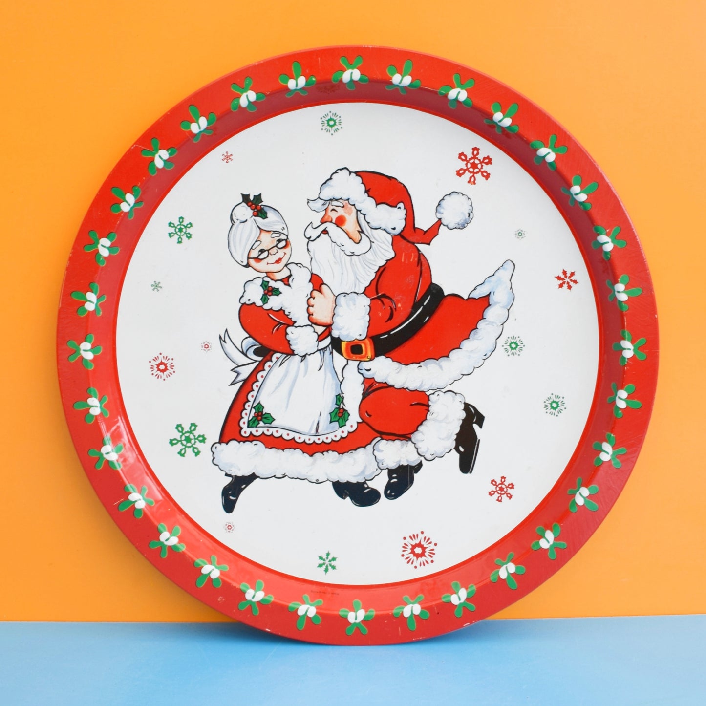 Vintage 1980s Christmas Tin Tray by Pineapple Retro