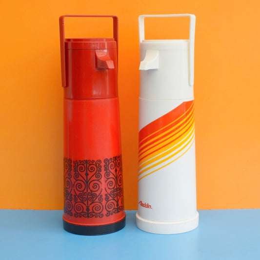 Vintage 1980s Air Pump Flasks - Orange / Red by Pineapple Retro