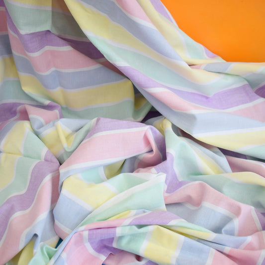 Vintage 1970s Sheet- Candy Stripe Pastel