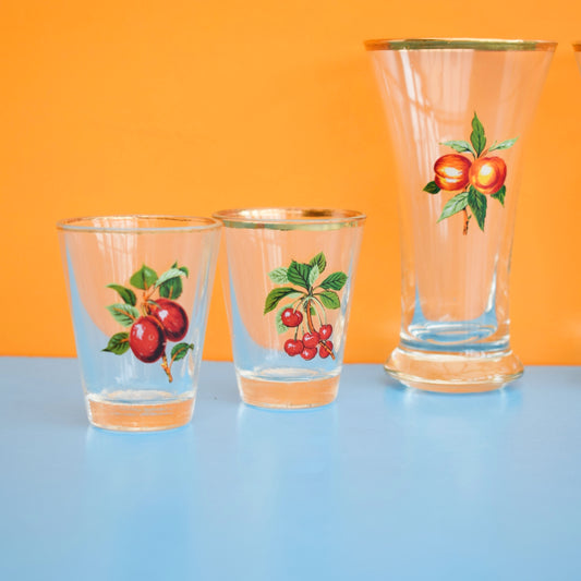 Vintage 1960s Group of Shot / Drinking Glasses - Fruity