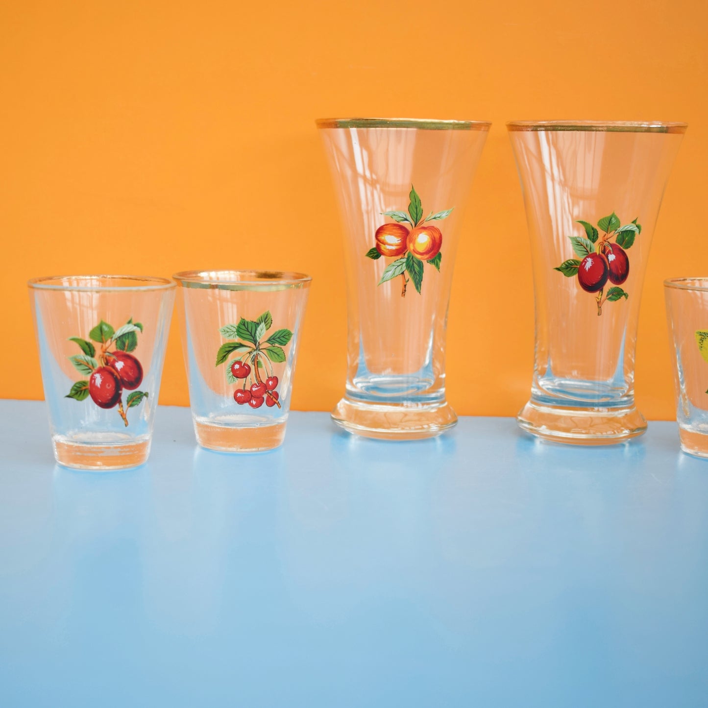 Vintage 1960s Group of Shot / Drinking Glasses - Fruity
