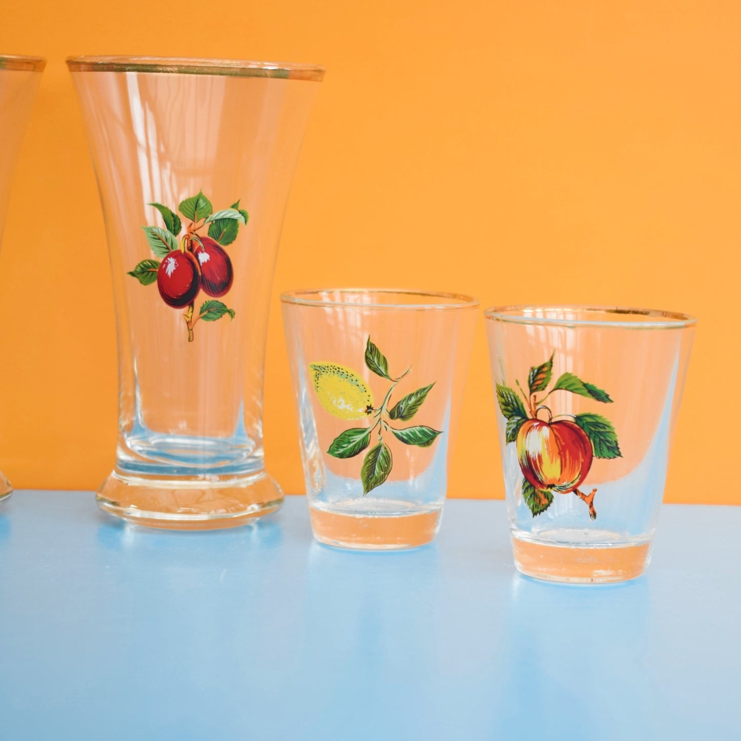 Vintage 1960s Group of Shot / Drinking Glasses - Fruity