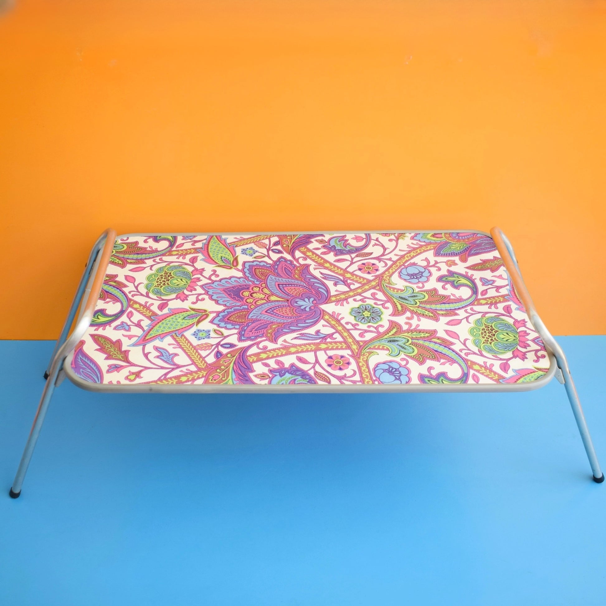 Vintage 1960s Folding Low Table - Paisley- Purple by Vintage