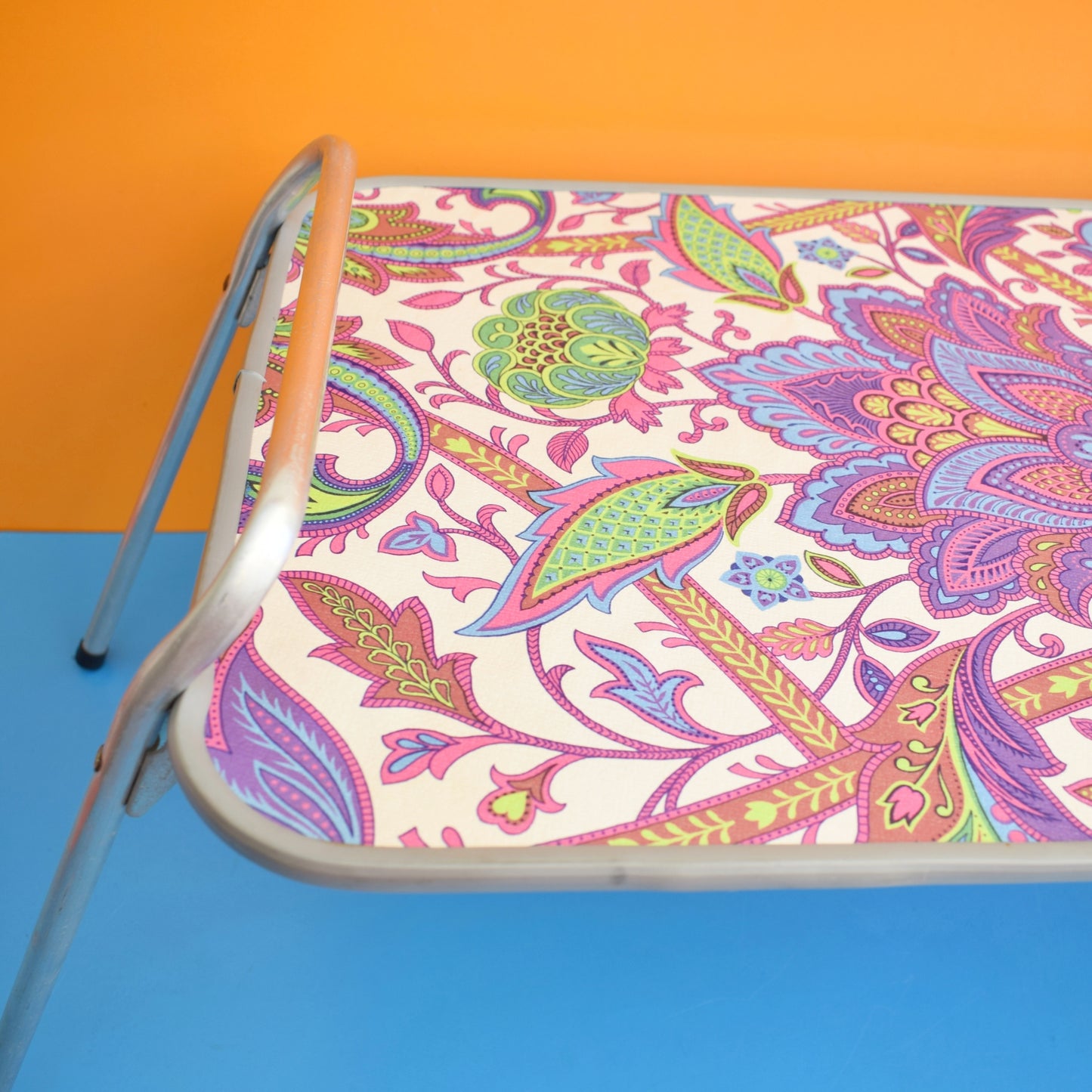 Vintage 1960s Folding Low Table - Paisley- Purple by Vintage