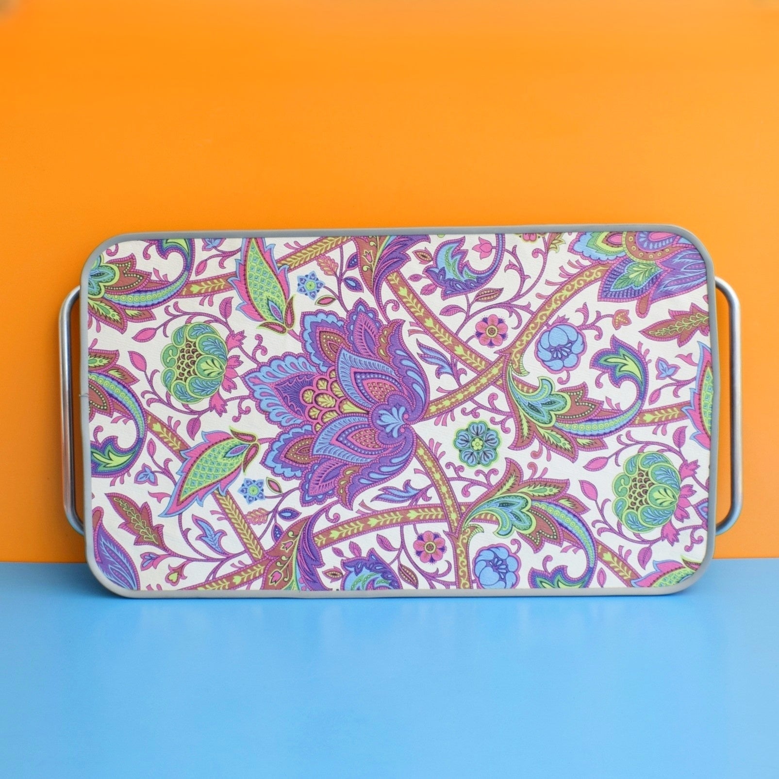 Vintage 1960s Folding Low Table - Paisley- Purple by Vintage