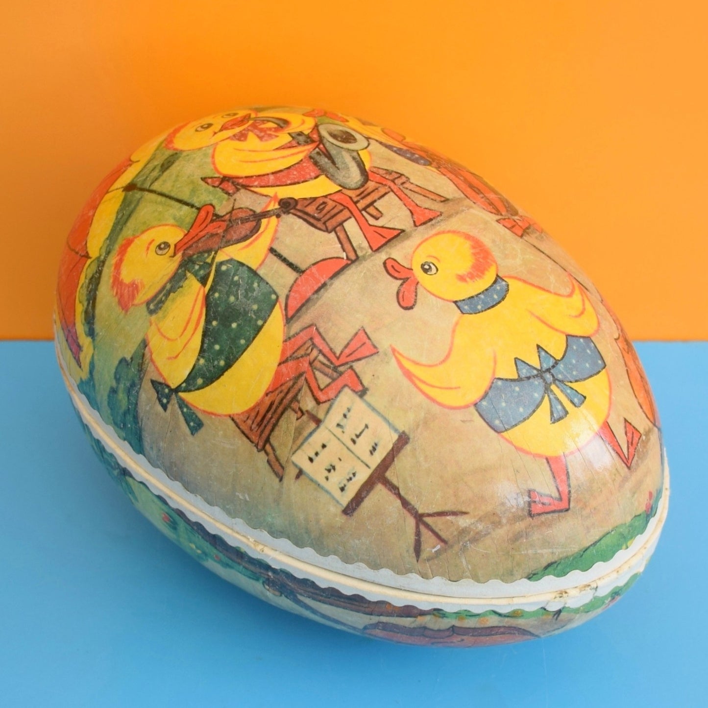 Vintage 1960s Cardboard Gift Box Egg Shaped Very Large
