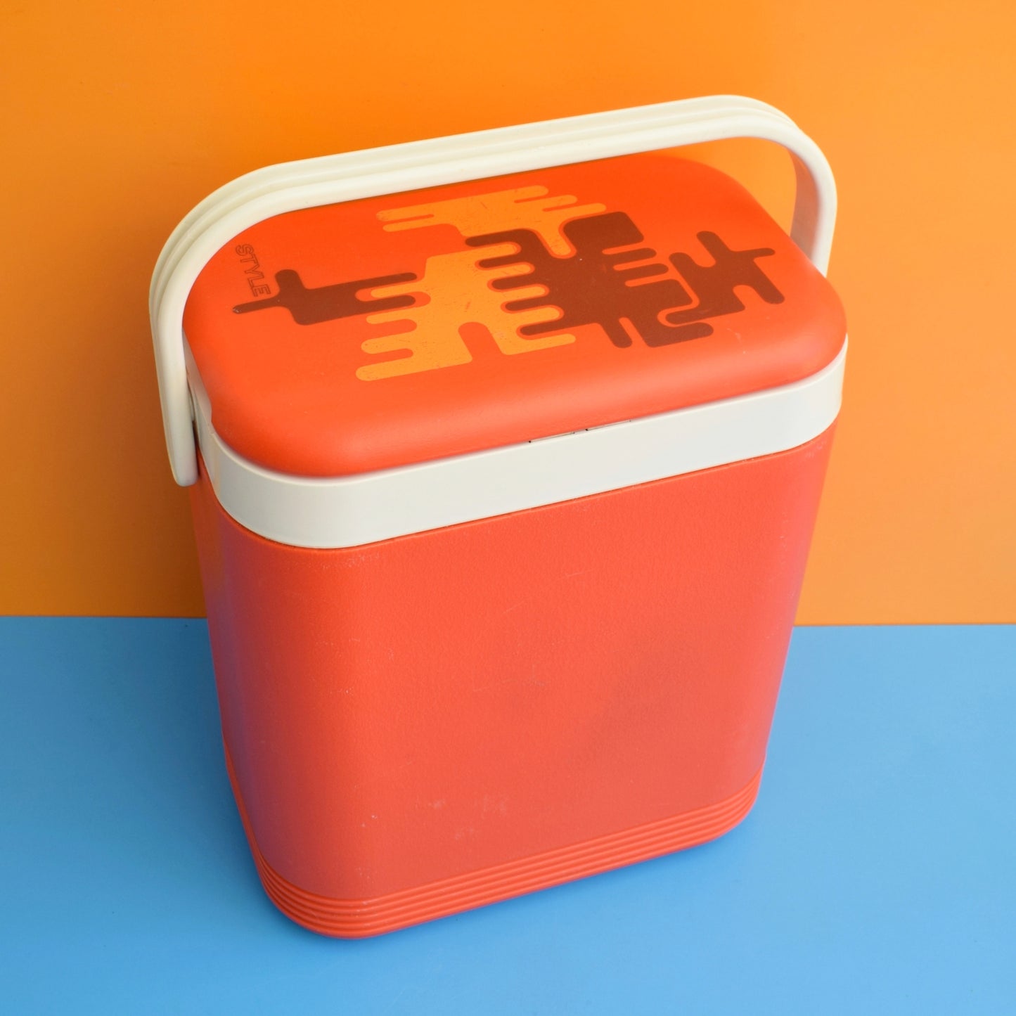 Vintage 1960s Hard Cool box - Orange, Yellow & Brown.