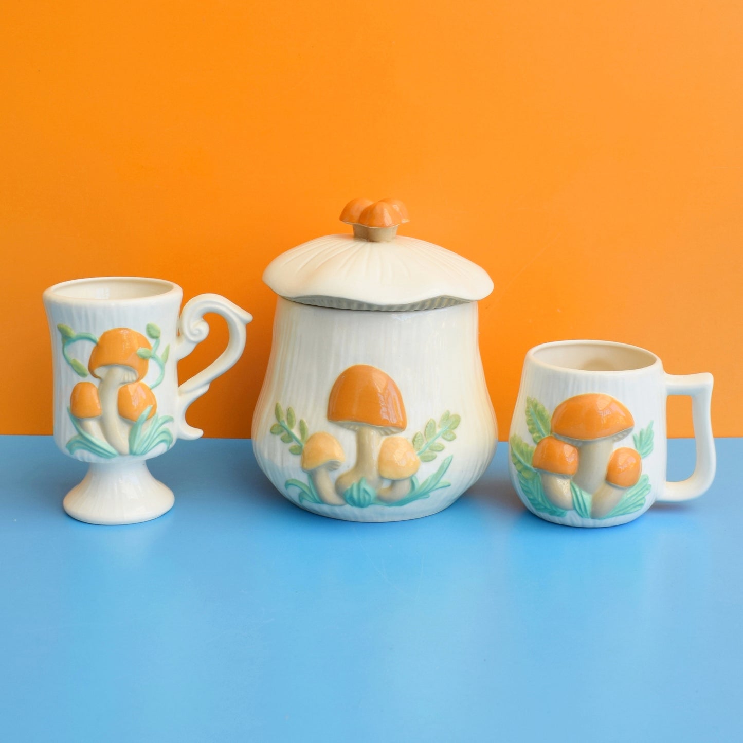Vintage 1980s Toadstool Canister / Mugs - Golden - Arnels - American by Vintage